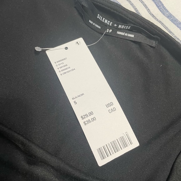 NWT Silence + Noise Black Square Neck Long Sleeve Top - Picture 2 of 3